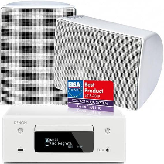 Indiana Line Luna + Denon Ceol RCD-N10 stereopaketti, valkoinen