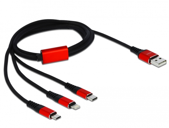 Delock USB Charging Cable 3 In 1 For Lightning™ / Micro USB / USB Type