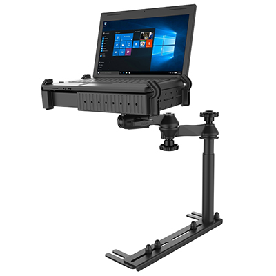 RAM MOUNTS NO-DRILL UNIVERSAL LAPTOP MOUNT (8" UPPOR POLE WITH DOUBLE SWING ARMS & ROUND PLATE)