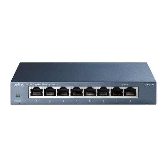 TP-LINK Verkkokytkin, 8 Porttia, 10/100/1000Mbps, RJ45, Metall., Musta
