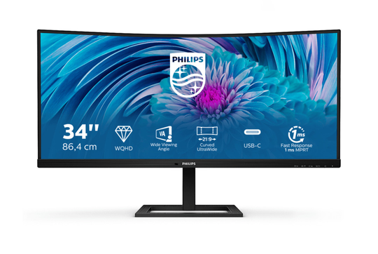 PHILIPS 346E2CUAE 34" UWQHD VA CURVED HAS USB-C/DP/HDMI PD 65W