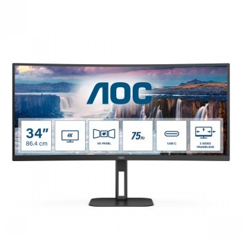 AOC CU34V5C 34" UWQHD VA CURVED HAS DP/HDMI/USB-C PD 65W
