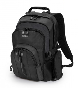 Backpack Universal - Backpack For Laptops Up To 15.6", 4 Pockets, 4 Compartments, Black. Solid Back