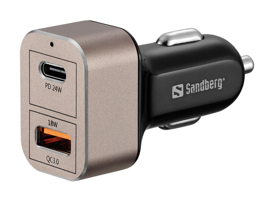 SANDBERG Car Charger 1xQC3.0+1xUSBC 20W