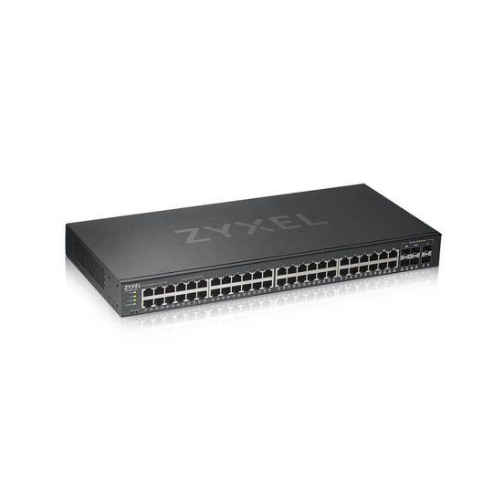 ZYXEL GS1920-48V2, 50 PORT SMART MANAGED SWITCH 44X GIGABIT COPPER AND 4X GIGABIT DUAL PERS., HYBRID