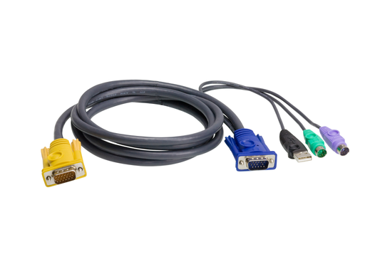 KVM Cable SPHD15ma/2x3.5mm 1xUSB A Ma/2xPS/2 Ma/HD15ma 3m