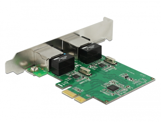 2x Gigabit LAN PCIe Card, Full Duplex, Silver