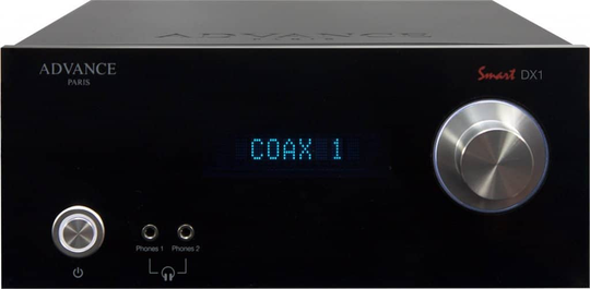 Advance Acoustics DX-1 esivahvistin, D/A-muunnin, kuulokevahvistin, musta