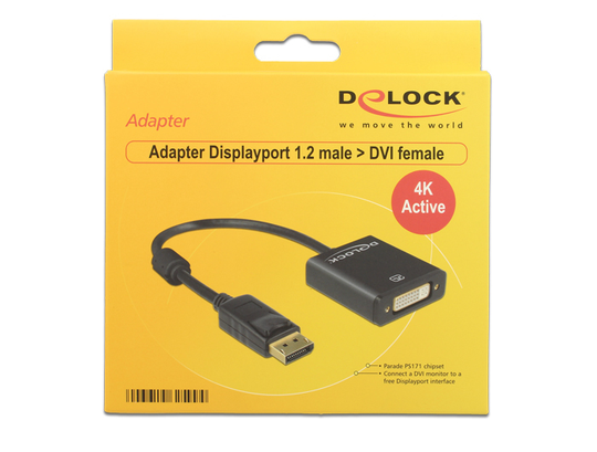 Adapter Displayport 1.2 Male > DVI Female 4K Active Black