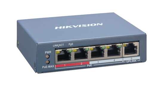 HIKVISION DS-3E1105P-EI, SMART MANAGED, 4 X100MB, BUDGET 60W, MAX. 300 METER