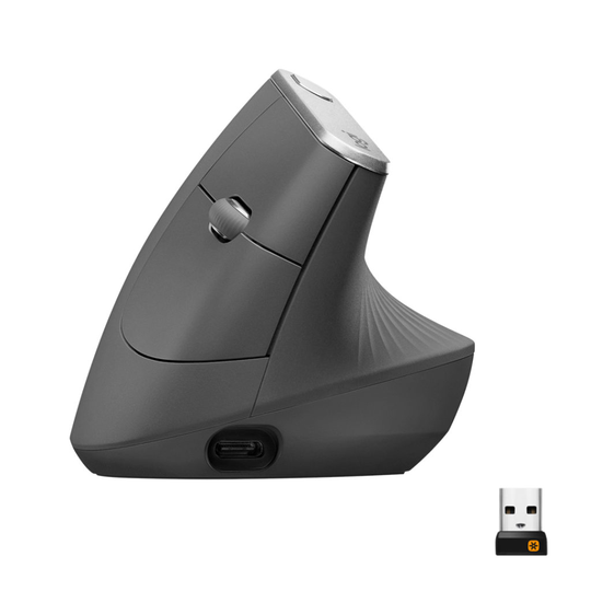 MX Vertical - Mouse - USB, Bluetooth, 2.4 GHz - Graphite
