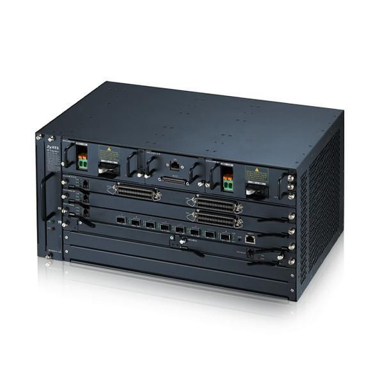 ZYXEL IES5206M, 5U 6-SLOT CHASSIS MSAN WITH TWO DC POWER MODULE (48V DC INPUT), FAN MODEL & ALARM MO