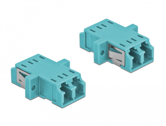 Optical Fiber Coupler LC Duplex Female To LC Duplex Female Multi-mode 2 Pieces Light Blue