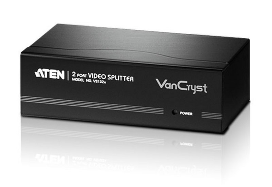 VGA Splitter, 1 Unit For 2 Screens, 1xHD15 (ma), 2xHD15 (fe), 450MHz Bandwidth, 65m Extension, Black