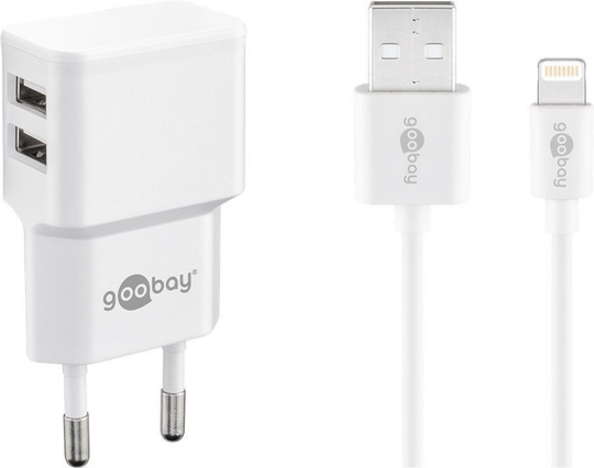Dual Apple Lightning Charger Set 2.4 A, White