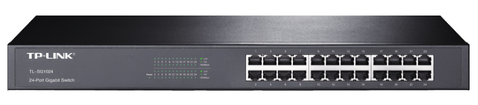 Network Switch, 24-port 10/100/1000Mbps, RJ45, Metal, 19"