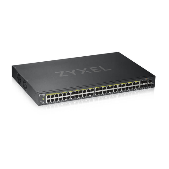 ZYXEL GS1920-48HPV2, 50 PORT SMART MANAGED POE SWITCH 44X GIGABIT COPPER POE AND 4X GIGABIT DUAL PER
