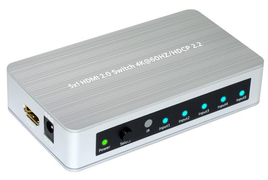 MicroConnect HDMI 2.0 Switch 5 To 1 Way