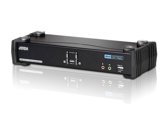 CubiQ KVM Switch, 1 Console Controls 2 Computers, DVI Dual Link / USB, 7.1 Audio, 2-port USB Hub, Bl