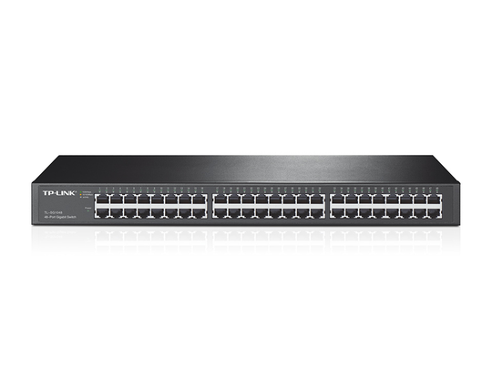 Network Switch, 48-port 10/100/1000Mbps, RJ45, Metal, 19"