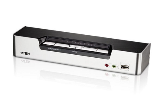 CubiQ KVM Switch, 1 Console Controls 4 Computers, HDMI / USB, 2-port USB Hub, Audio, 1080p, Silver /