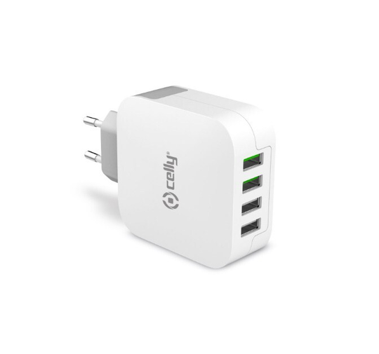 CELLY TRAVEL CHARGER TURBO 4USB 4.8A