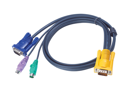KVM Cable, SPHD15 Ma To 2xPS/2 Ma & HD15 Ma, 2m
