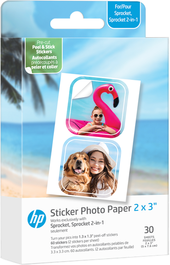 HP - Zink Paper Sprocket Luna 30-pack 2x3" Pre-cut 1.3x1.3 sticker (HPIZ2X330C)