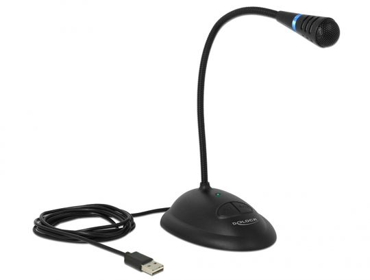 USB Gooseneck Microphone W/ Base And Mute + On / Off Button