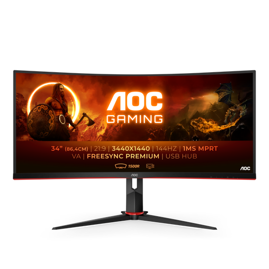 AOC CU34G2X 34" UWQHD VA CURVED HAS DP/HDMI/VGA 144HZ FREESYNC