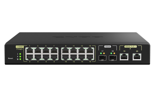 16 Ports 2.5GbE RJ45 With 802.3at(30W), 2 Ports 10GbE SFP+
