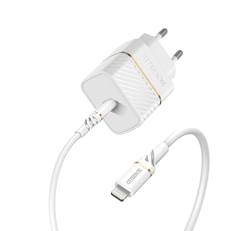 OTTERBOX WALL CHARGER USB-C 20W + CABLE USB-C LIGHTNING 1M WHITE
