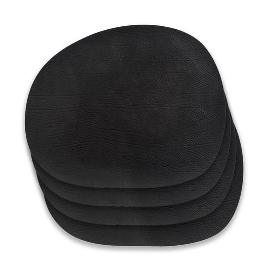 RAW - Buffalo placemat - Recycled leather - 4 pc - Black (15495)