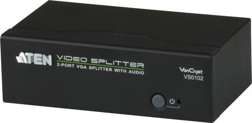 VGA Splitter, 1 Unit For 2 Screens, 1xHD15 (ma), 2xHD15 (fe), 2x3,5mm Minitele, RS-232, 450MHz Bandw