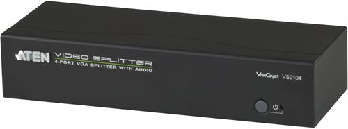 VGA Splitter, 1 Unit For 4 Screens, 1xHD15 (ma), 4xHD15 (fe), 4x3.5mm Minitele, RS-232, 450MHz Bandw